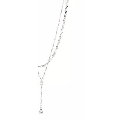 Eliot Danori Silver Tone Teardrop Layered Necklace Fashion Style Intricate Chic