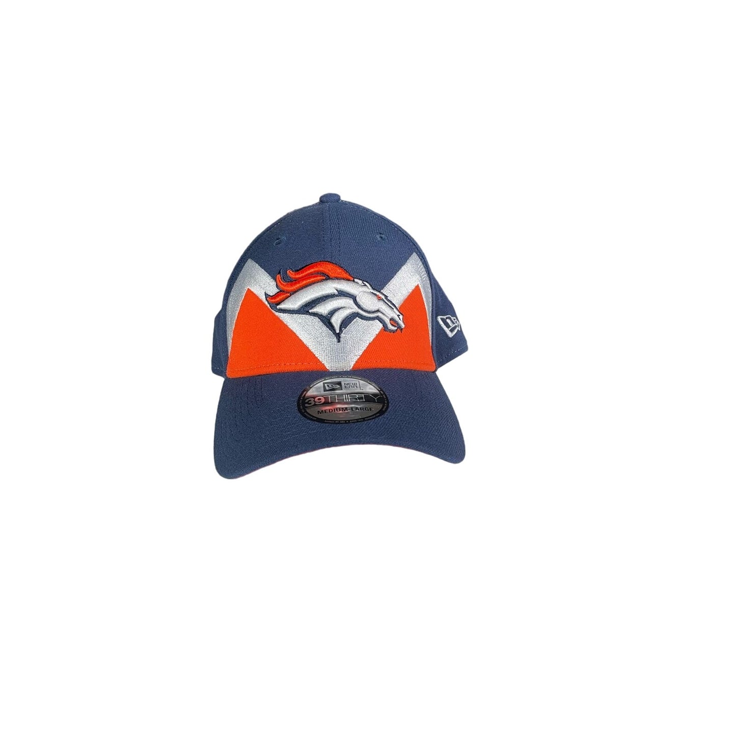 Denver Broncos Shark Tooth Stretch Fitted Hat SZ M/L Big Logo New Era Cap NFL