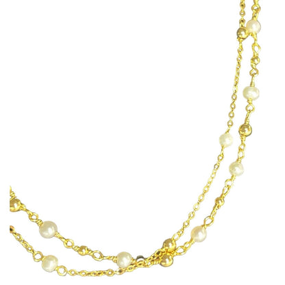 Pearl (3mm) 18K Gold Vermeil Necklace Layered Luxury Stylish Chic Trendy Fashion