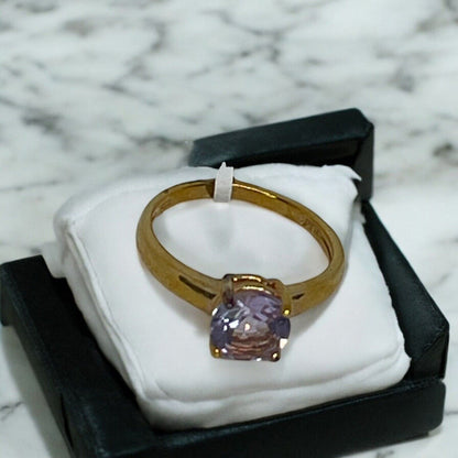 Victoria Townsend 18K Gold Vermeil Faux Amethyst Ring (Sz 6) Chic Trendy Stylish