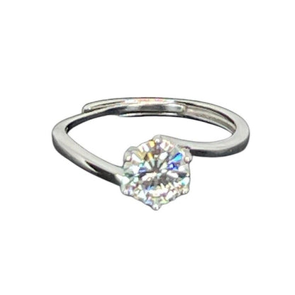 Moissanite (1 Carat) Sterling Silver Engagement Ring Promise (GRA Certified)