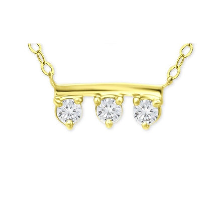 18K Gold Vermeil Triple CZ Necklace Chic Cocktail Party Elegant Fashion Stylish