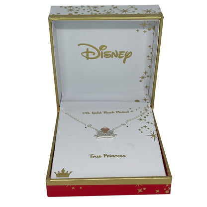 Disney 14K Gold Plated Tiara Pendant Necklace Princess Crown Chic Stylish Trendy