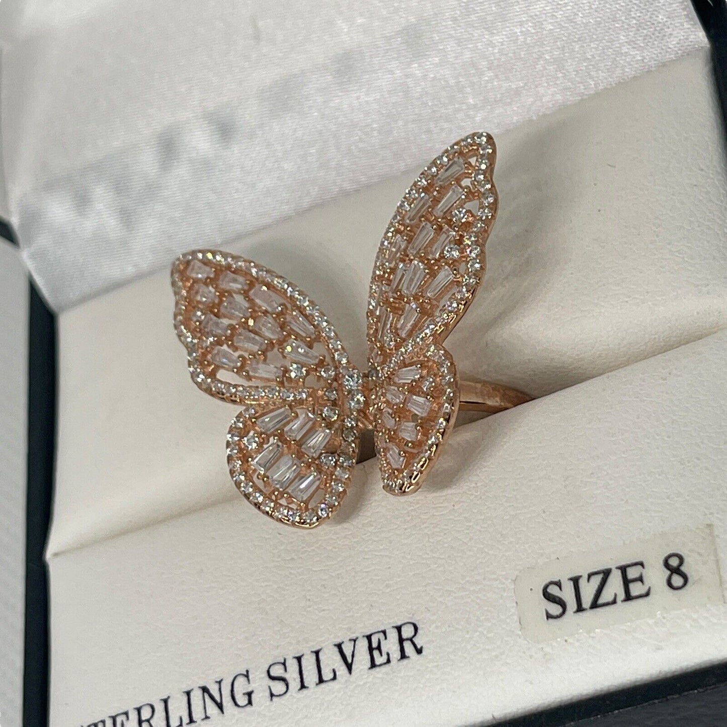 14K Vermeil CZ Butterfly Statement Ring (Sz 8) Stunning Chic Elegant Fashion NWT