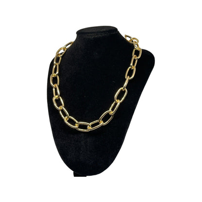 18K Gold Plated Wide Chain Necklace Statement Chic Trendy Fashion Stunning Bling