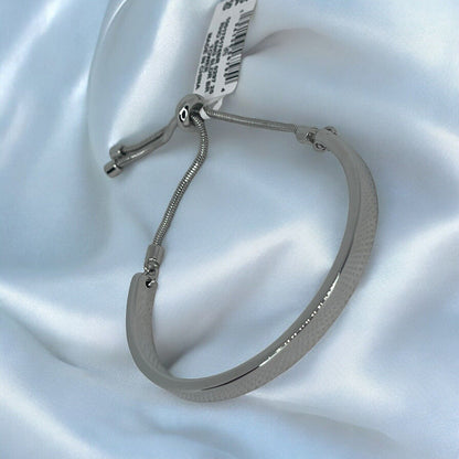 Silver Tone Bar Slider Bracelet Fashion Style Minimal Everyday Wear Elegant NWT