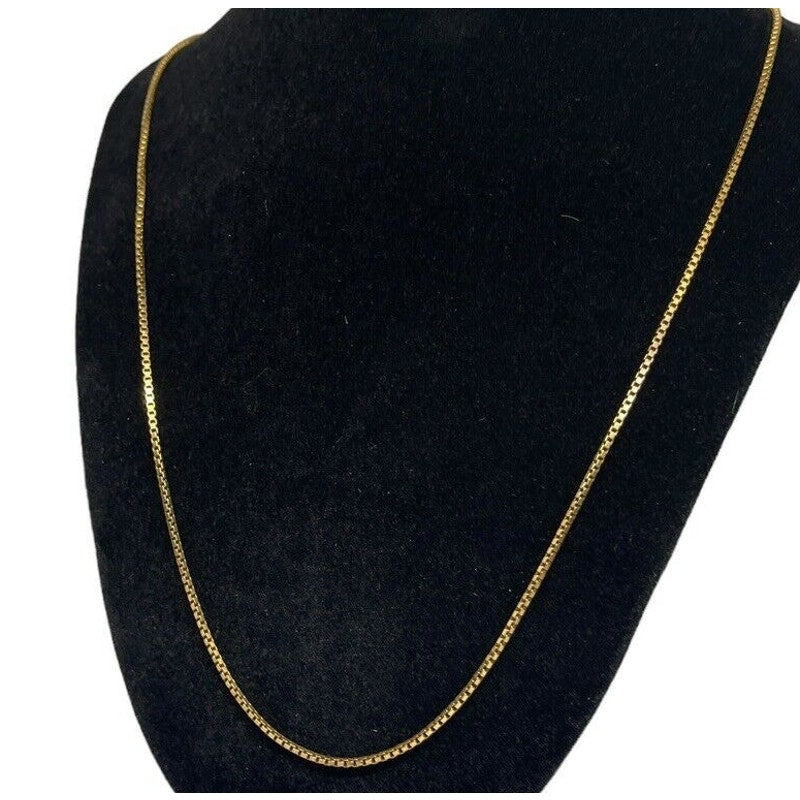 18K Gold Vermeil Box Chain Necklace 24” Dainty Chic Fashion Trendy Stylish NWT