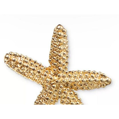 Gold Tone Starfish Earrings Ocean Chic Shiny Intricate Elegant Sea Life Fashion