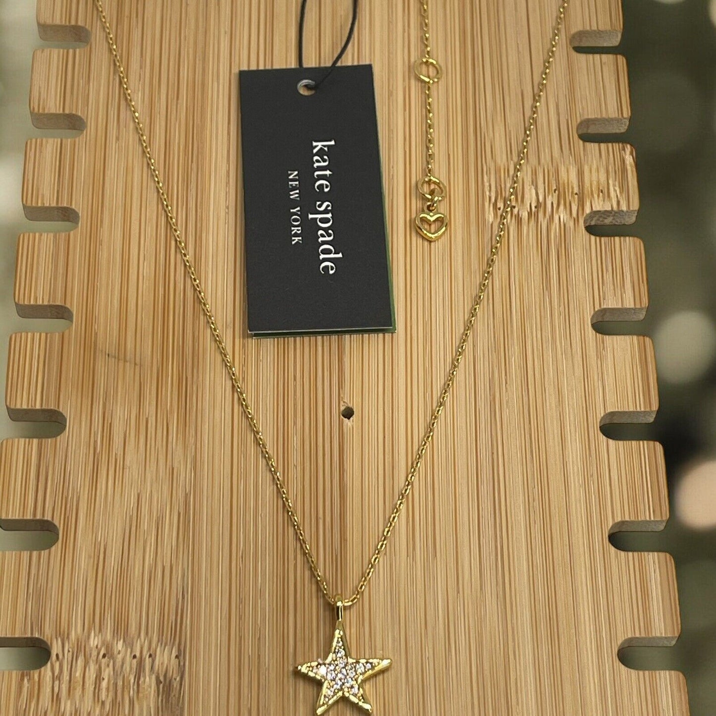 Kate Spade Gold Tone Crystal Star Pendant Necklace CZ Chic Fashion Trendy Style