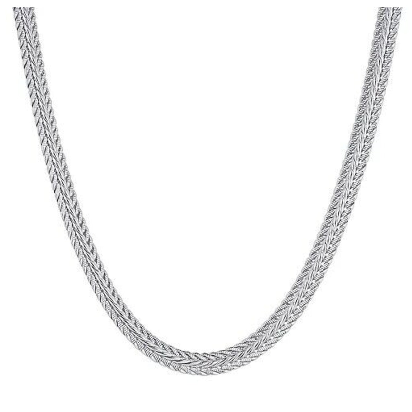 Silver Plated Textured Chain Necklace Chic Fashion Stylish Trendy Minimal NWT