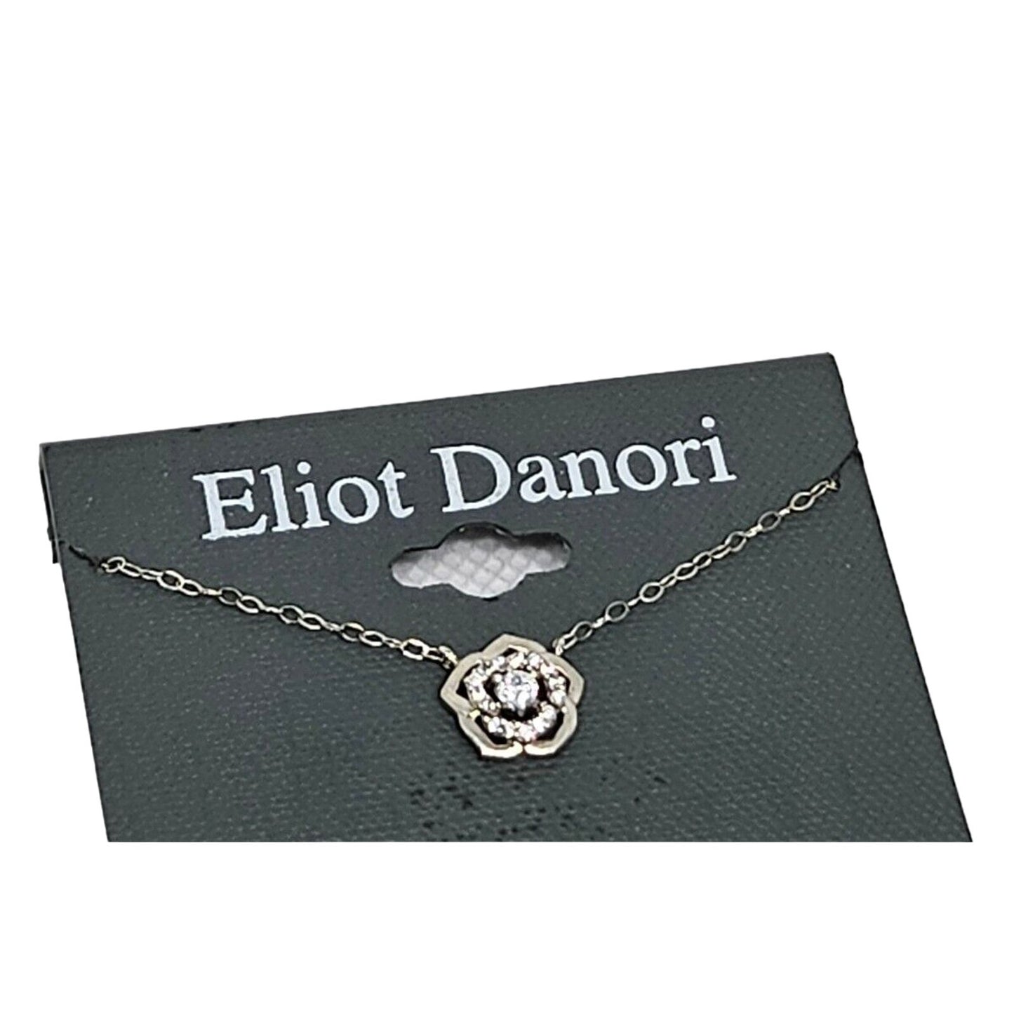 Eliot Danori Silver Tone CZ Flower Pendant Necklace Floral Trendy Stylish Dainty