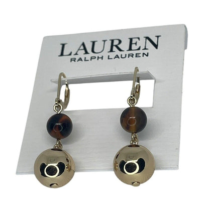 Ralph Lauren Gold Tone Tortoise Drop Earrings Elegant Stunning Style Fashion NWT