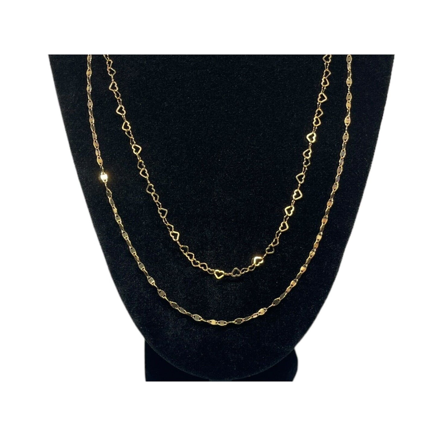 18K Gold Vermeil 'Endless Love' Layered Necklace Heart Detailing Stunning Vday