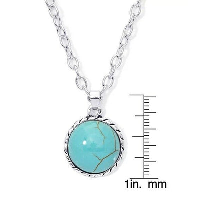 Silver Plated Faux Turquoise Pendant Necklace Stunning Chic Stylish Fashion NWT