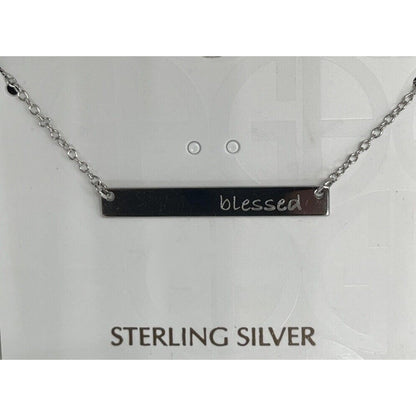 Sterling Silver Blessed Pendant Necklace Elegant Stylish Chic Fashion Trendy NWT