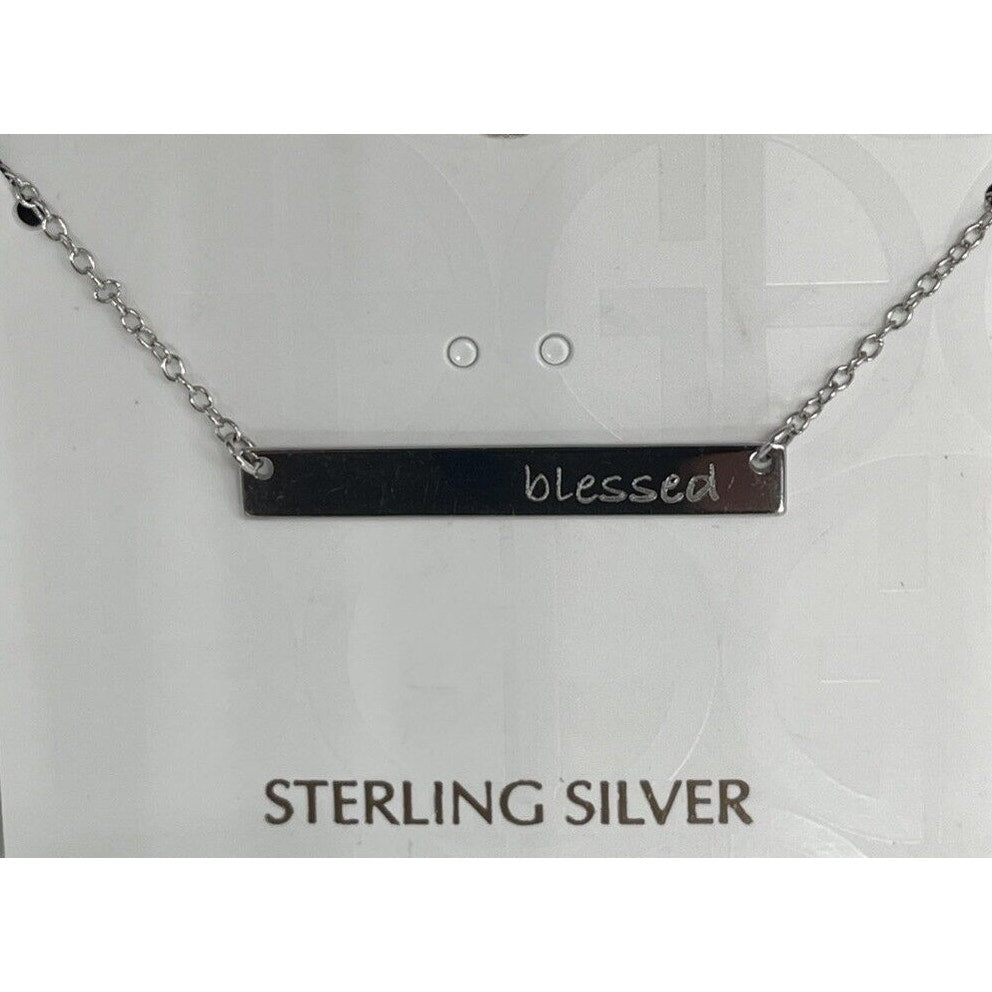 Sterling Silver Blessed Pendant Necklace Elegant Stylish Chic Fashion Trendy NWT