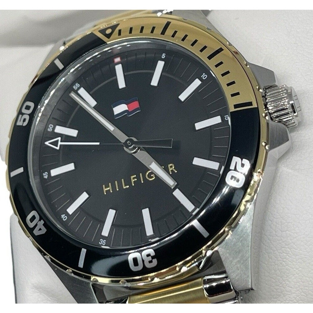 Tommy Hilfiger Two Tone Stainless Steel Bracelet Watch 43mm Sleek Men’s Fashion