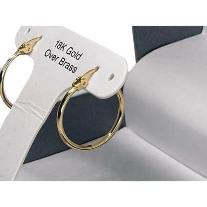 18K Gold Plated Hoop Earrings Chic Stylish Trendy Minimal Fashion Shiny NWT