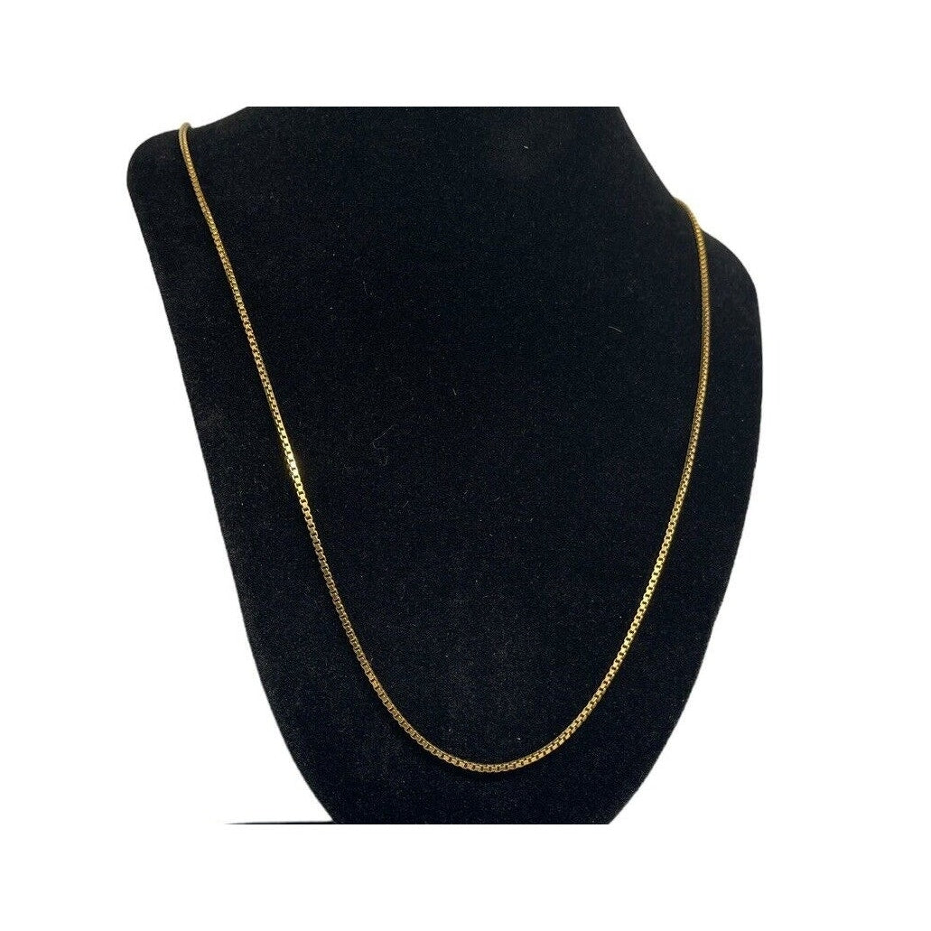 18K Gold Vermeil Box Chain Necklace 24” Dainty Chic Fashion Trendy Stylish NWT