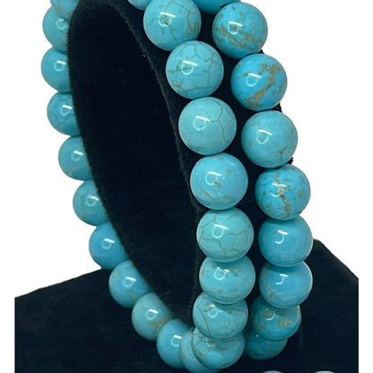 Faux Turquoise Bead Bracelet (3pc Set) Stacking Stylish Chic Trendy Fashion NWT