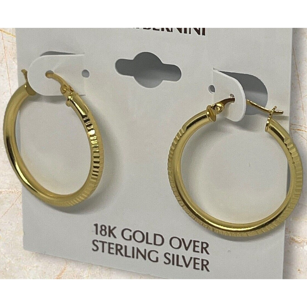 18K Gold Vermeil Textured Hoop Earrings Chic Minimal Everyday Wear Fashion Style