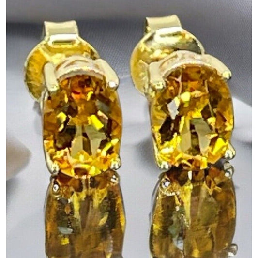 LUXY Gems Natural Citrine 18K Gold Vermeil Stud Earrings (1.4 ct.) Luxury Trendy