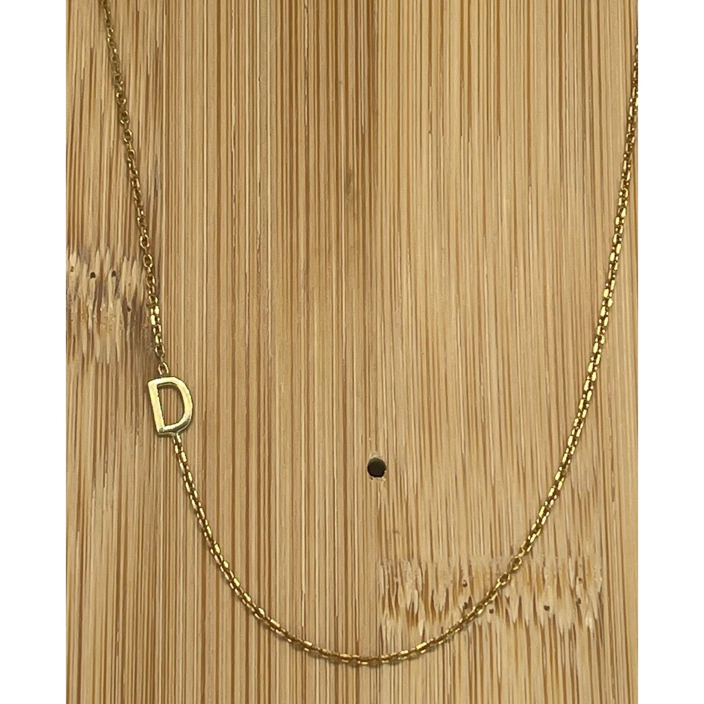 14K Gold Vermeil ‘D’ Sideways Initial Necklace Fashion Style Chic Dainty Trendy