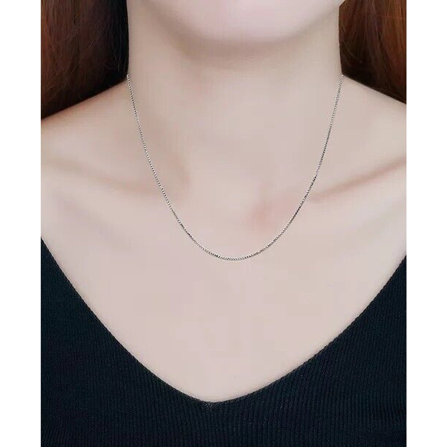 Sterling Silver Box Chain Necklace 22” Fashion Stylish Trendy Chic Minimal Shiny