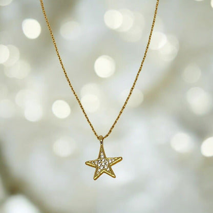 Kate Spade Gold Tone Crystal Star Pendant Necklace CZ Chic Fashion Trendy Style