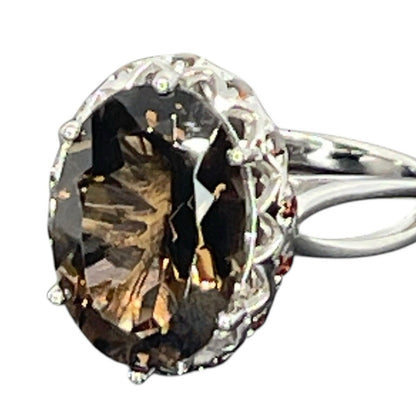 LUXY Gems Natural Smoky Quartz Sterling Silver Ring (5 ct) Luxury Fashion (Sz 7)