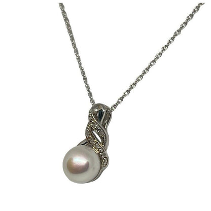 Natural Diamond Pearl (9mm) Necklace Sterling Silver Luxury Fashion Chic Elegant