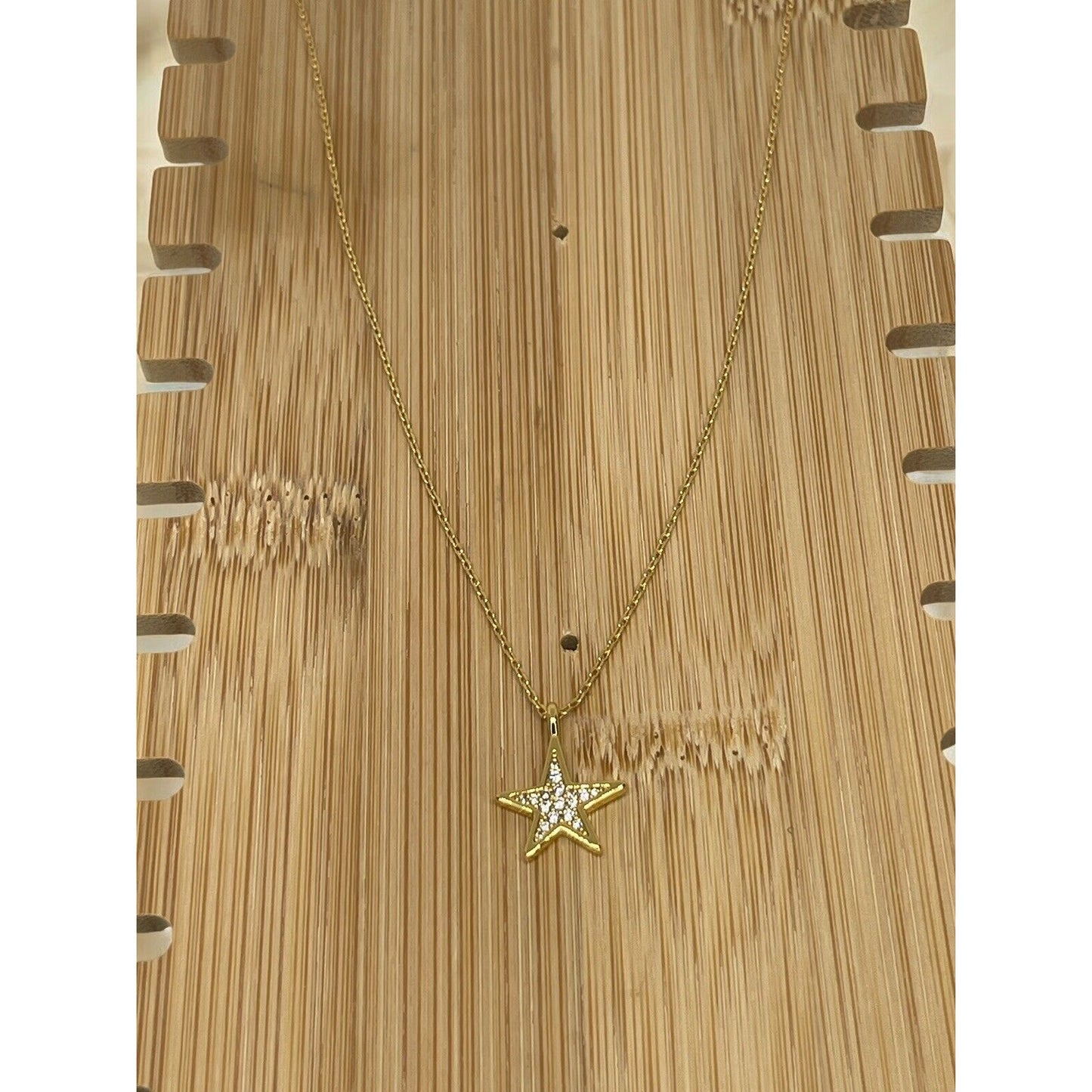 Kate Spade Gold Tone Crystal Star Pendant Necklace CZ Chic Fashion Trendy Style