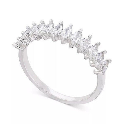 Stunning Silver Plated Marquise CZ Ring (Sz 9) Chic Trendy Fashion Cocktail NWT