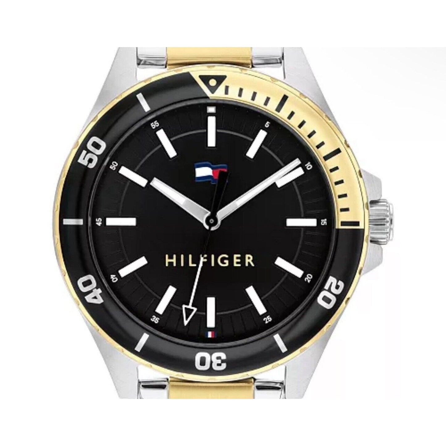 Tommy Hilfiger Two Tone Stainless Steel Bracelet Watch 43mm Sleek Men’s Fashion