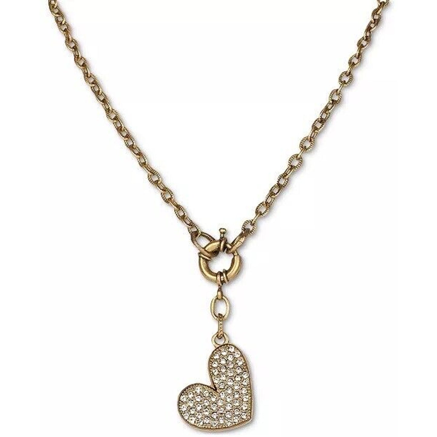 Patricia Nash Gold Tone Crystal Heart Pendant Necklace Stylish Fashion Chic Vday