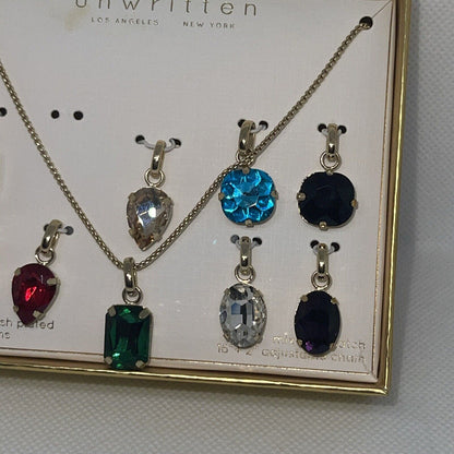 Unwritten Gold Plate Crystal Pendant Necklace (9pc Set) Chic Fashion Trendy Vday