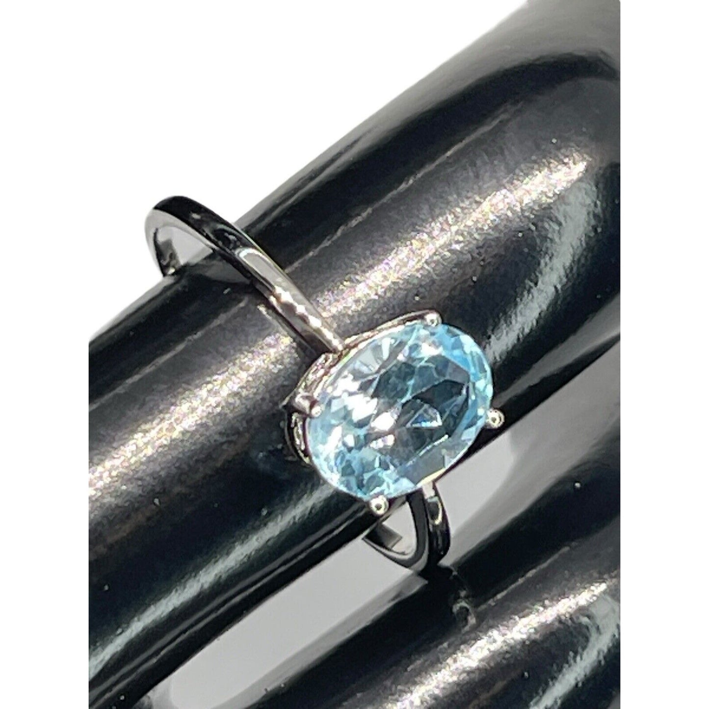 LUXY Gems Natural Blue Topaz Sterling Silver Ring (1.5 ct) Luxury Fashion (Sz 8)