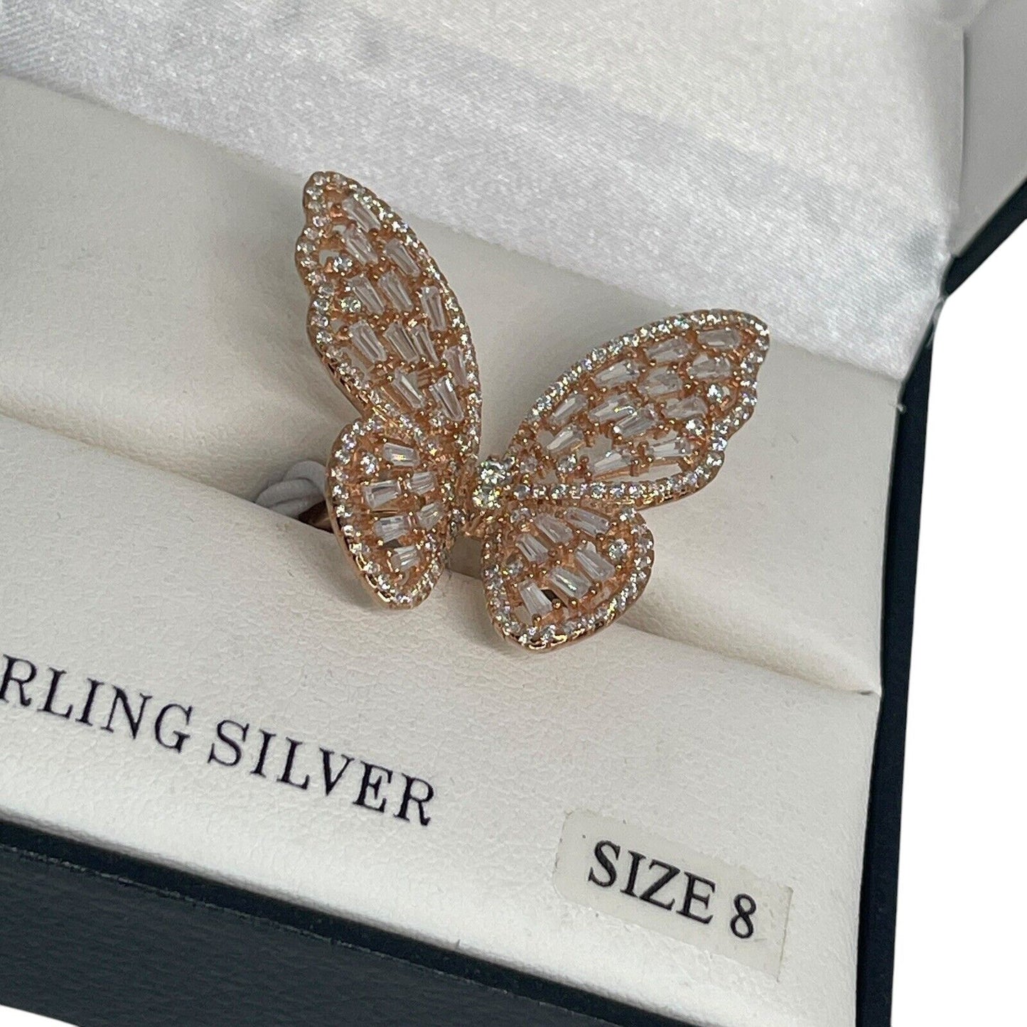 14K Vermeil CZ Butterfly Statement Ring (Sz 8) Stunning Chic Elegant Fashion NWT