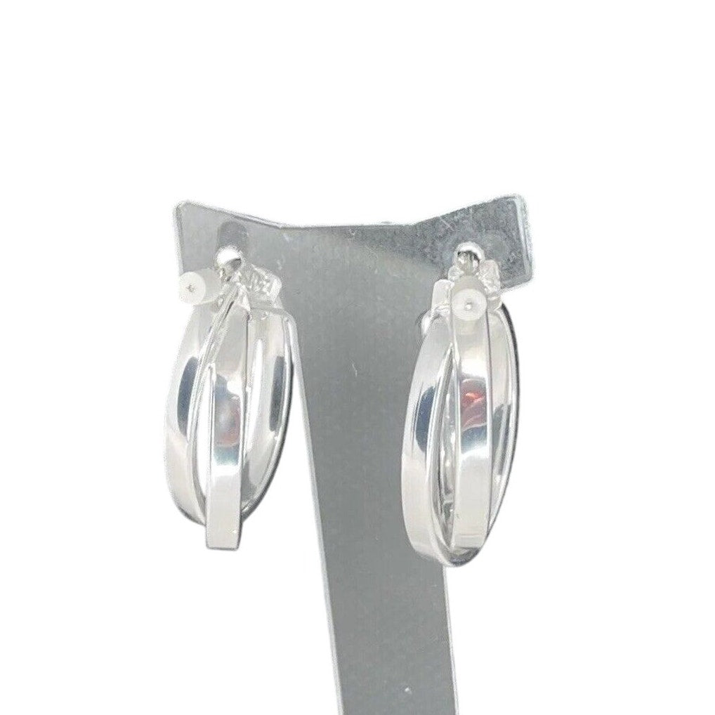 Sterling Silver Twist Hoop Earrings Crisscross Fashion Elegant Trendy Chic Style