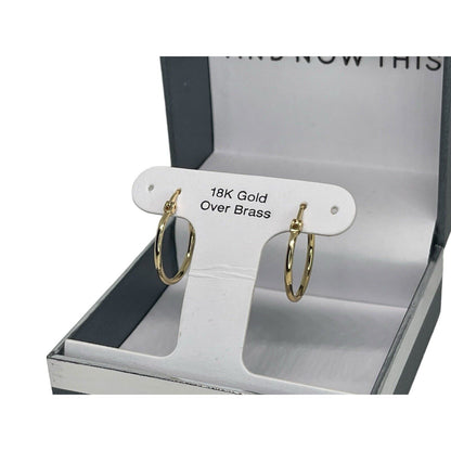 18K Gold Plated Hoop Earrings Chic Stylish Trendy Minimal Fashion Shiny NWT