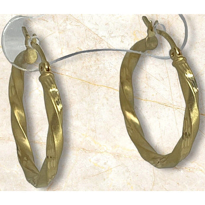 14K Gold Vermeil Satin Twist Hoop Earrings Trendy Elegant Chic Fashion Style NWT