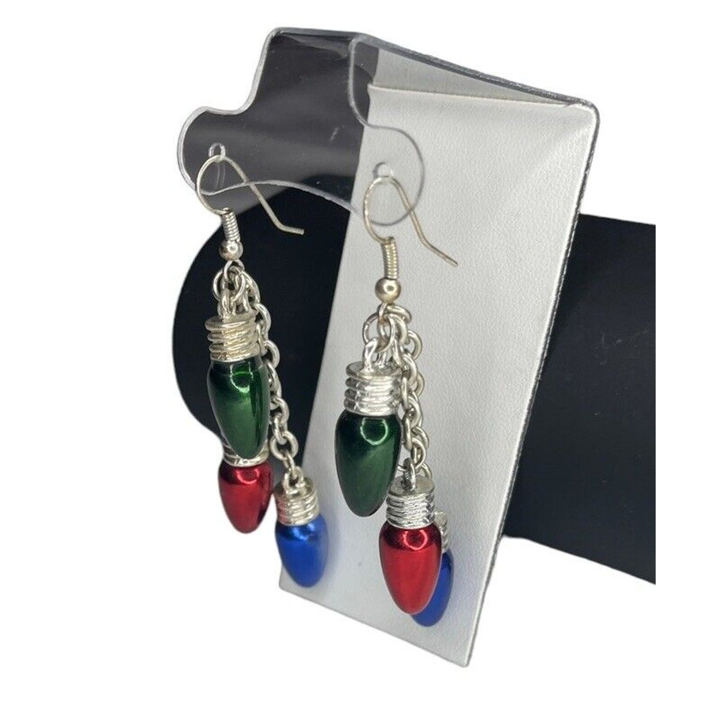 Silver Tone Xmas Ornament Drop Earrings Christmas Holiday Chic Elegant Fashion