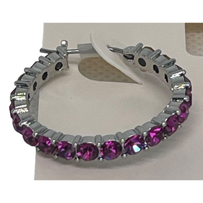 Silver Tone Crystal Hoop Earrings Elegant Chic Style Fashion Stunning Style NWT