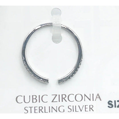 Sterling Silver CZ Open Band Ring (Sz 7) Style Fashion Trendy Shiny Minimal NWT