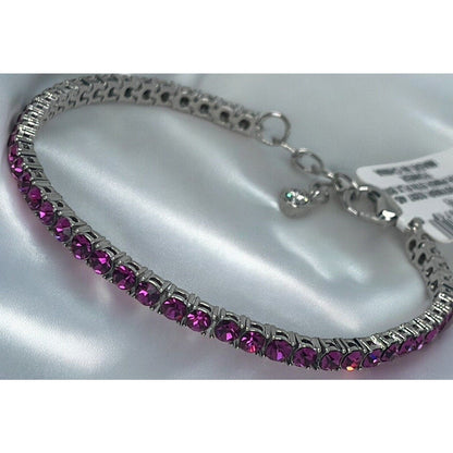 Silver Tone Crystal Flex Tennis Bracelet Fashion Stylish Trendy Shiny Chic NWT