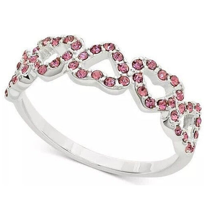 Silver Plated Heart Ring (Sz 10) Crystal Women's Fashion Trendy Style Chic NWT