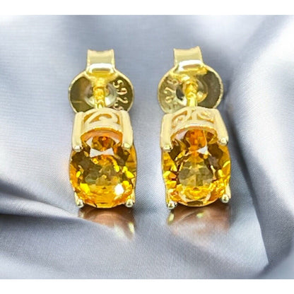 LUXY Gems Natural Citrine 18K Gold Vermeil Stud Earrings (1.4 ct.) Luxury Trendy