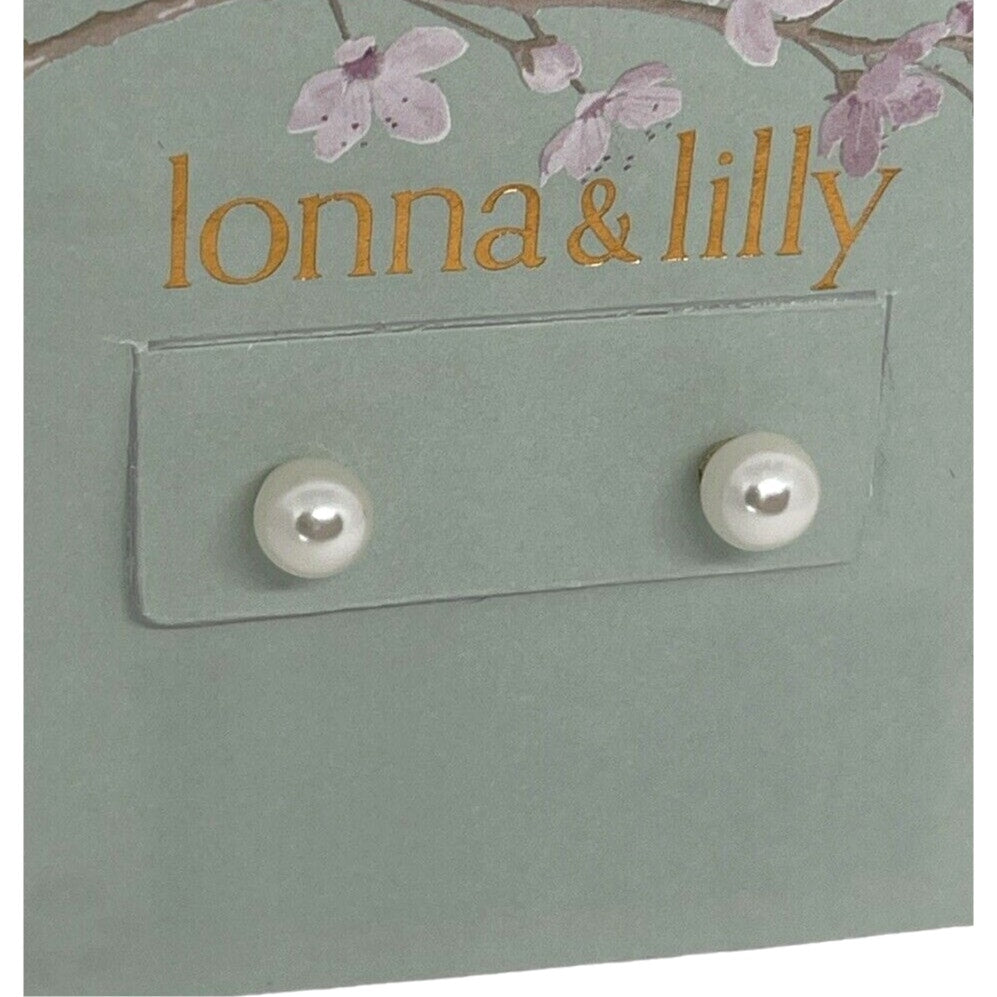 Lonna & Lilly Silver Tone Faux Pearl Earrings Fashion Trendy Style Elegant NWT