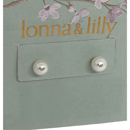 Lonna & Lilly Silver Tone Faux Pearl Earrings Fashion Trendy Style Elegant NWT