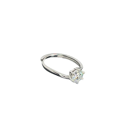 Moissanite (1 Carat) Sterling Silver Engagement Ring Promise (GRA Certified)